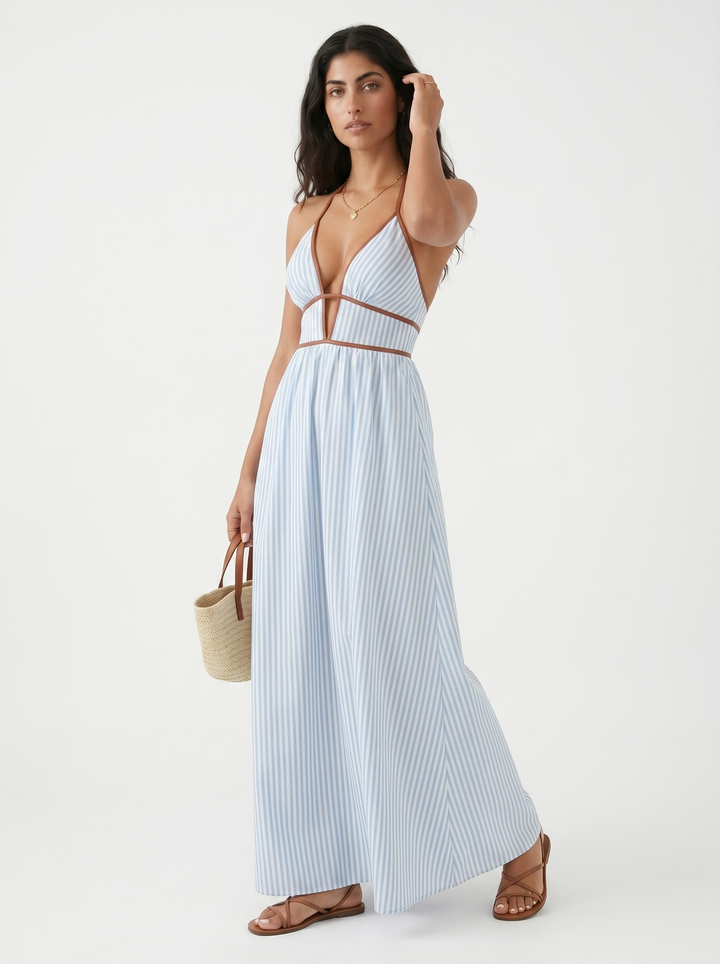 Pia – Fließendes Maxikleid mit Neckholder für den Sommer