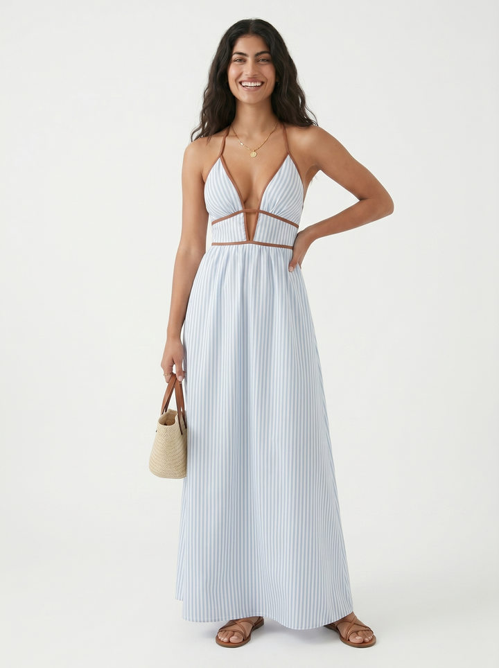 Pia – Fließendes Maxikleid mit Neckholder für den Sommer