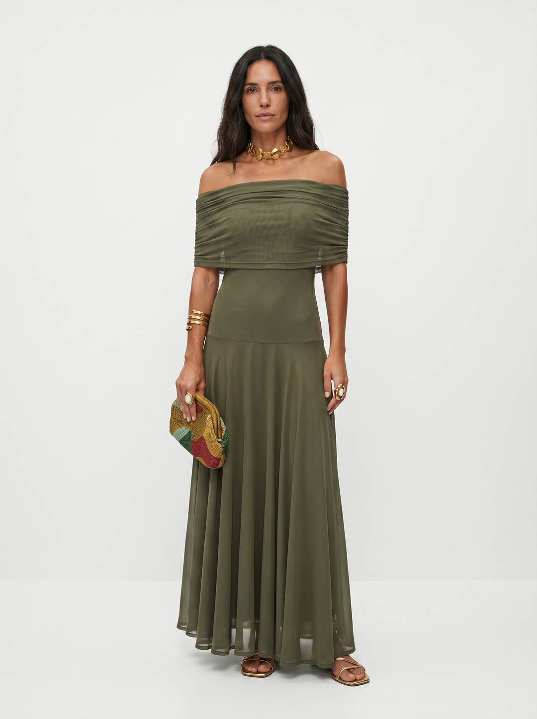 Mia – Elegantes schulterfreies Maxikleid