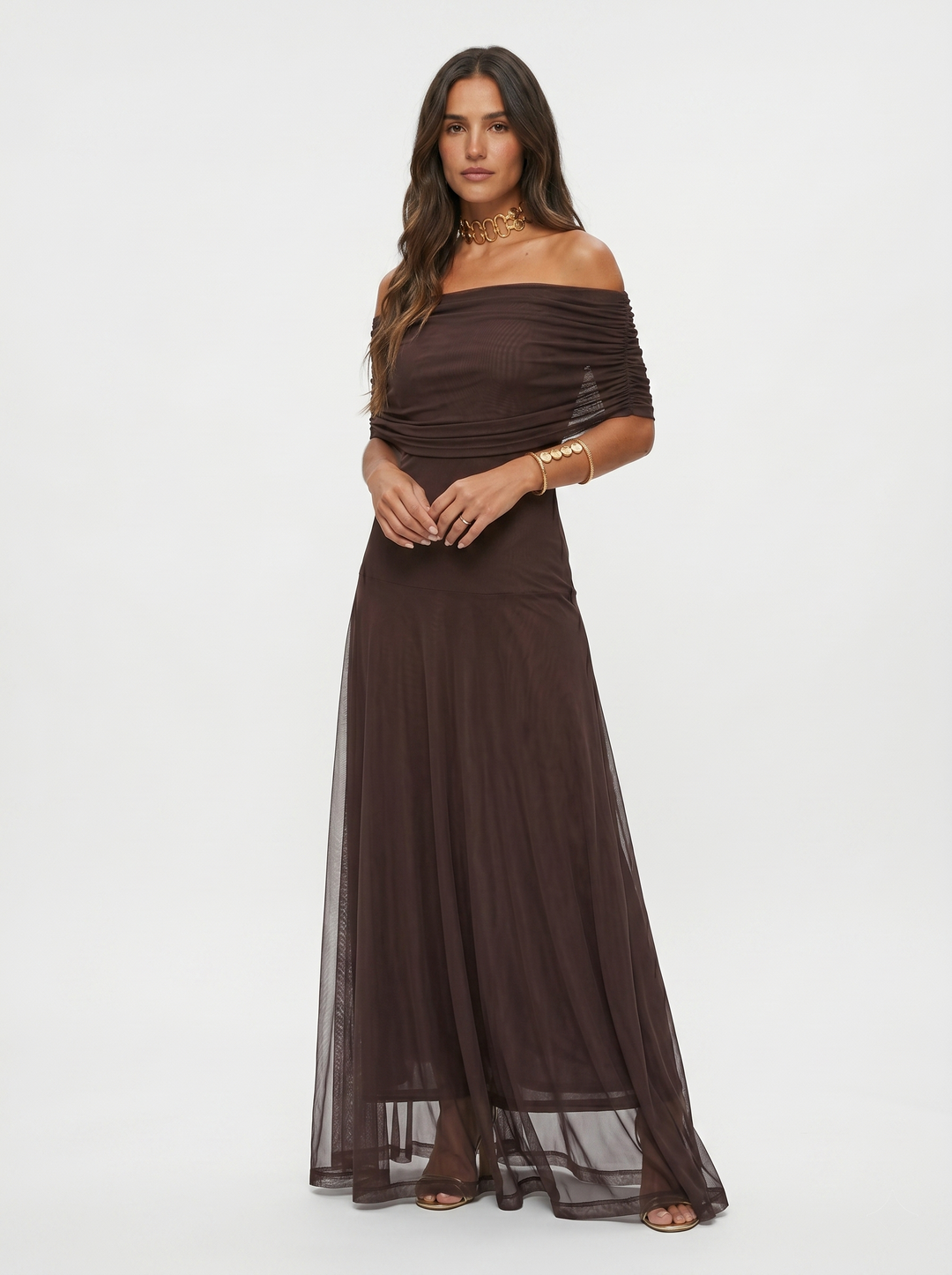 Mia – Elegantes schulterfreies Maxikleid