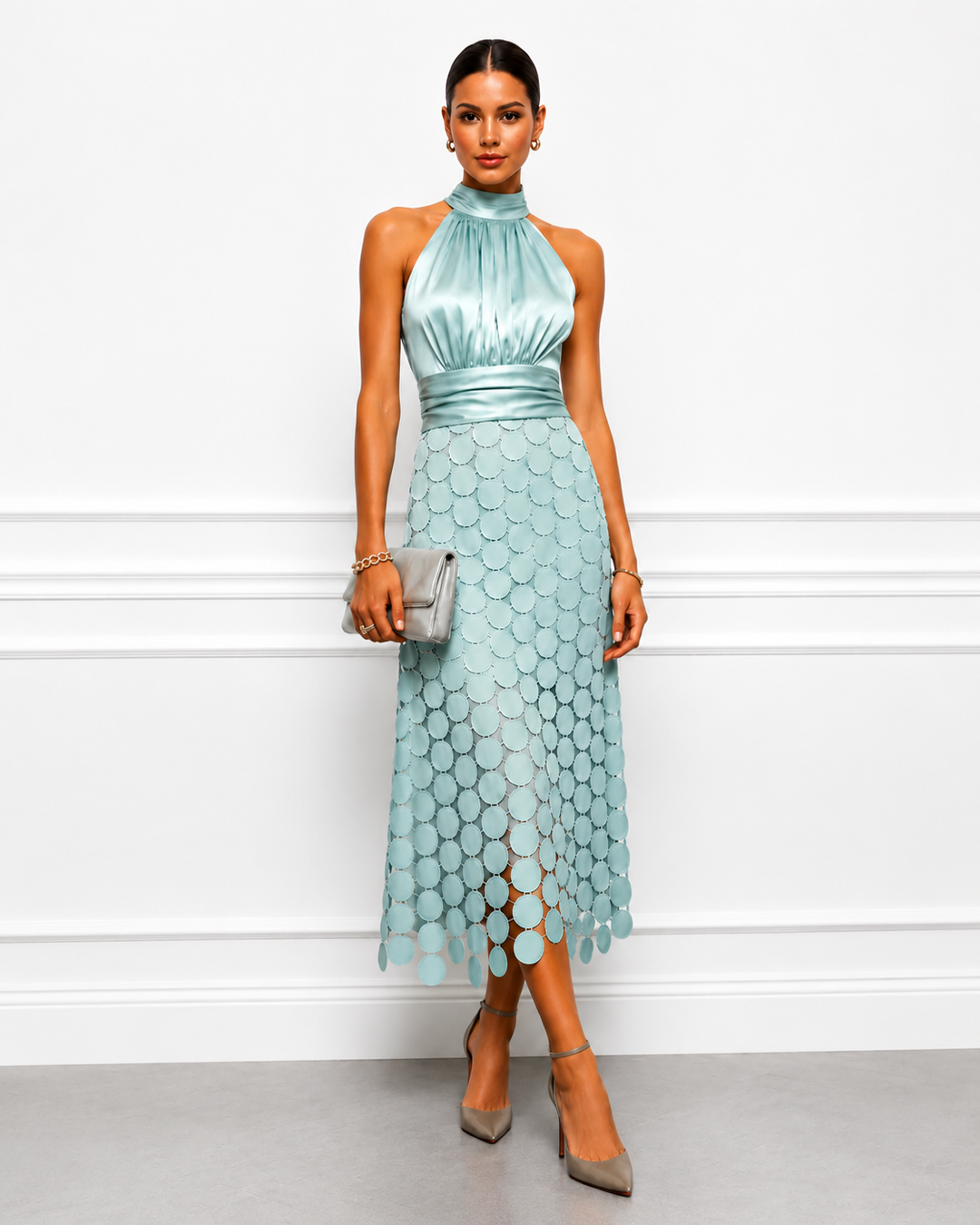 Amanda - Elegantes Neckholder-Midikleid