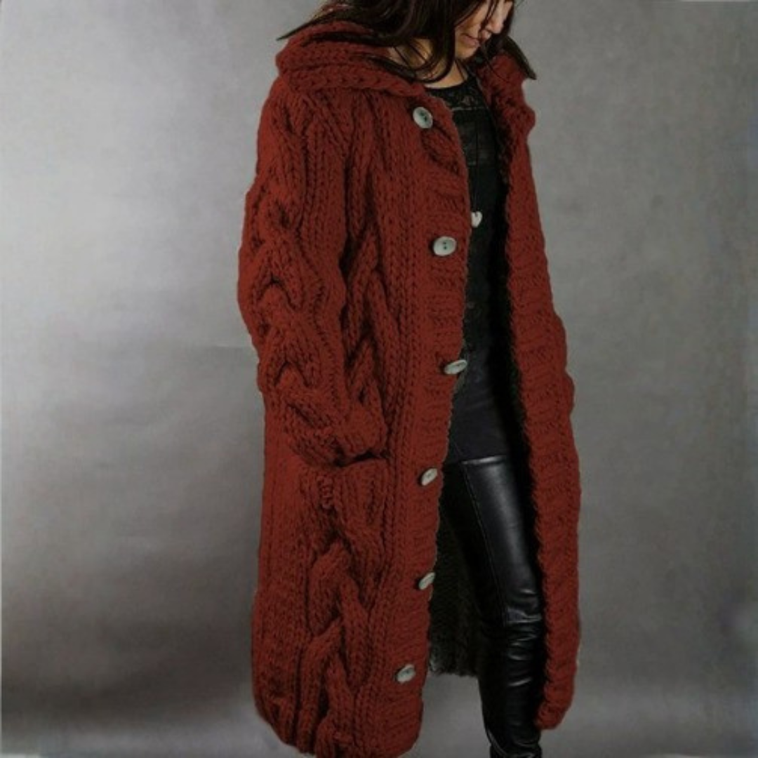 Carine - Elegante, lange Strickjacke