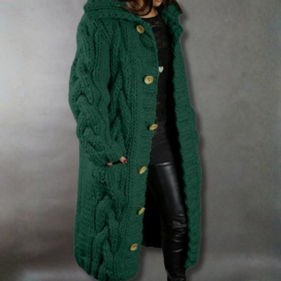 Carine - Elegante, lange Strickjacke