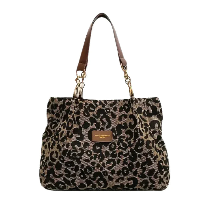 Via - Canvas-Einkaufstasche mit Leopardenmuster