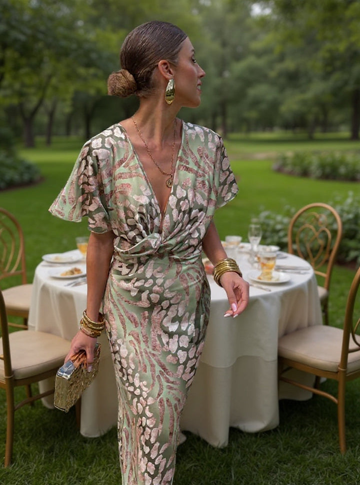 Ingrid - Kupferfarbenes Midikleid mit Knotendetail