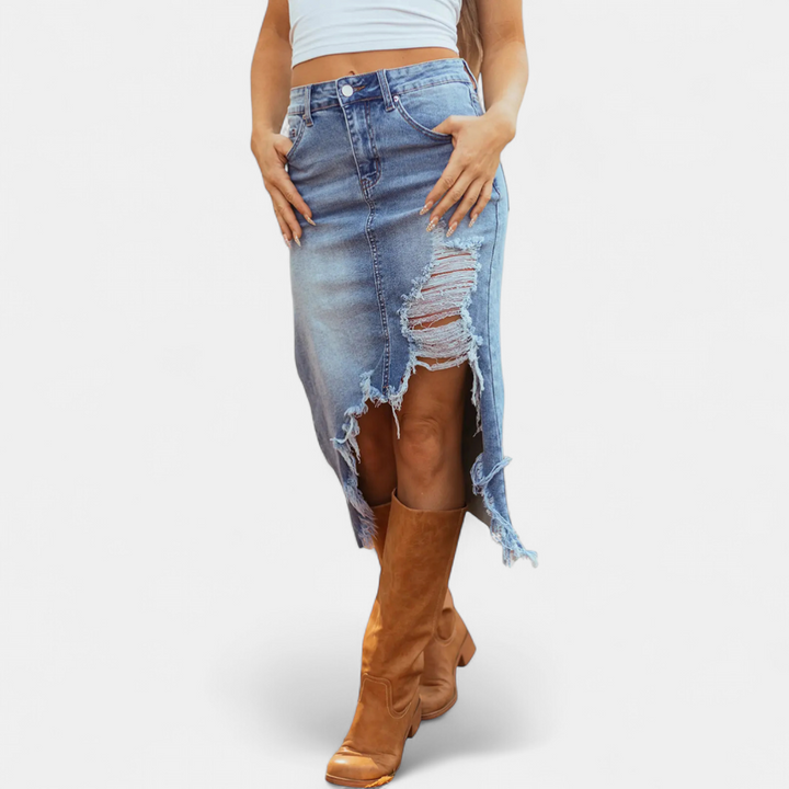 Blake – Lässiger Jeans-Maxirock mit hoher Taille