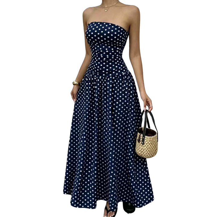 Charlote – Trägerloses Maxikleid mit Punkten