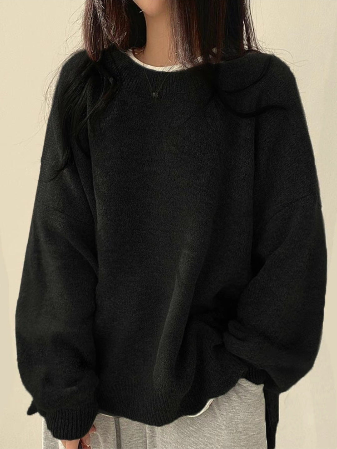 Laurette - Pullover mit überschnittenen Schultern und geschlitztem Saum