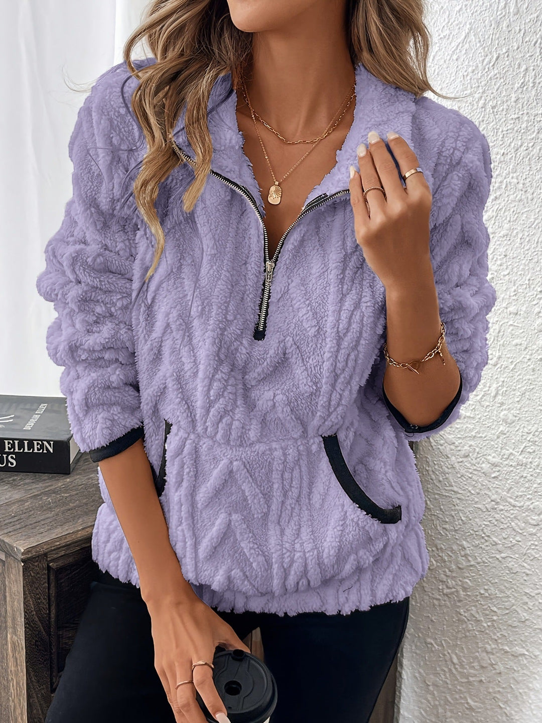 Briella – Flauschiges Half-Zip-Sweatshirt mit Taschen