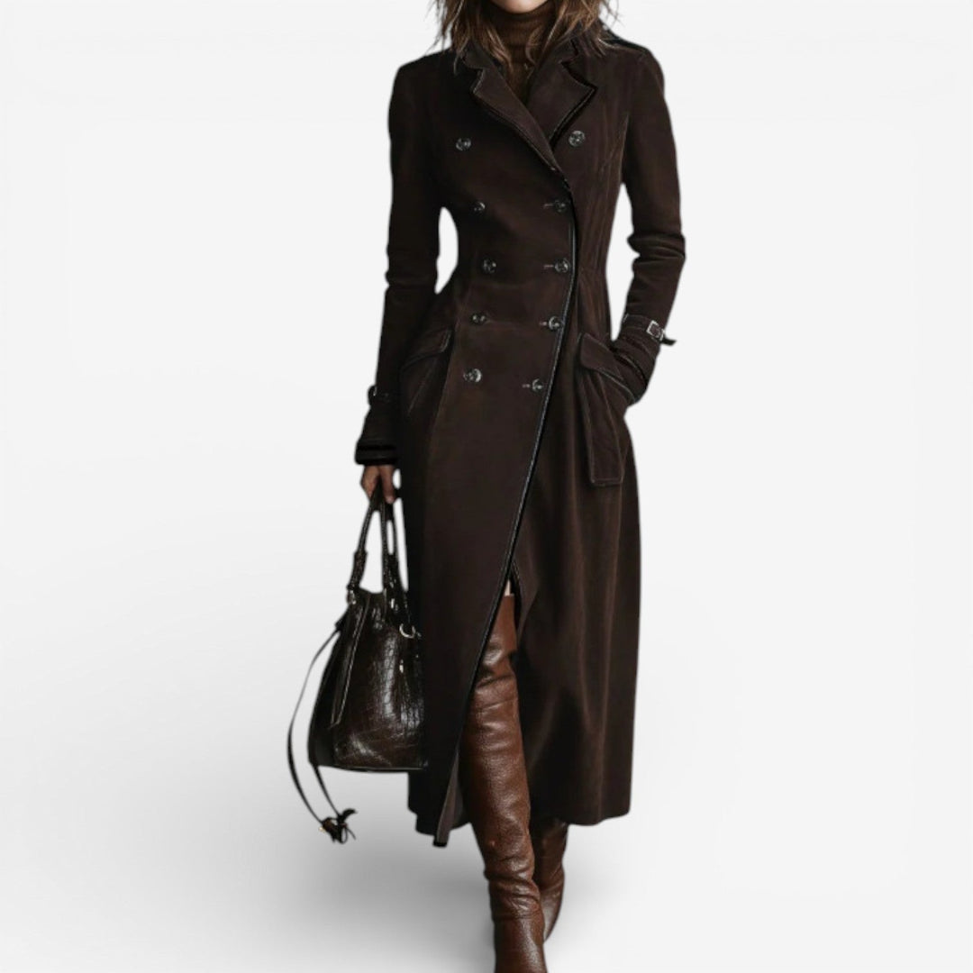 Amarah – Langer Wildleder-Trenchcoat