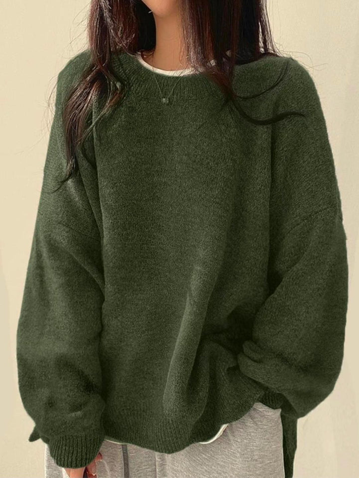 Laurette - Pullover mit überschnittenen Schultern und geschlitztem Saum