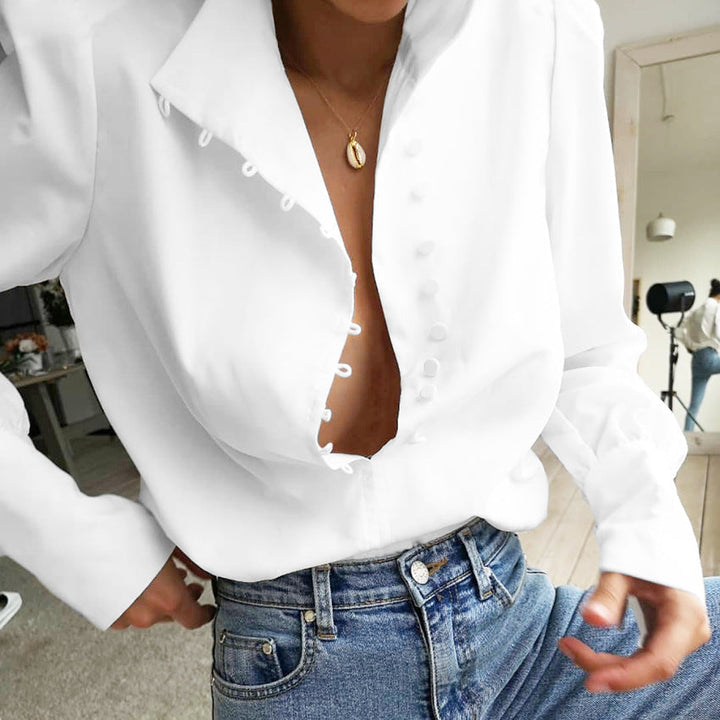 Charm – Elegante Bluse mit Knopfleiste und langen Ärmeln