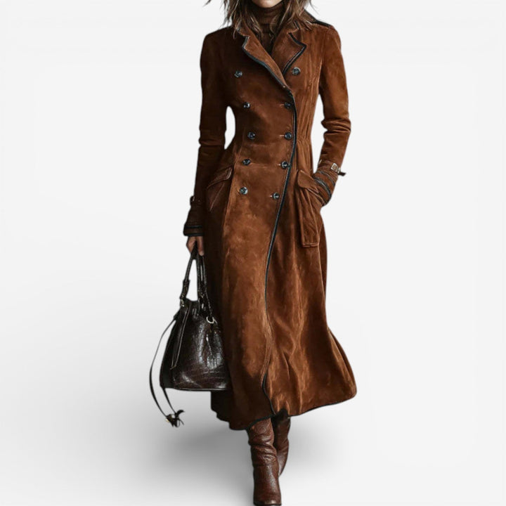 Amarah – Langer Wildleder-Trenchcoat
