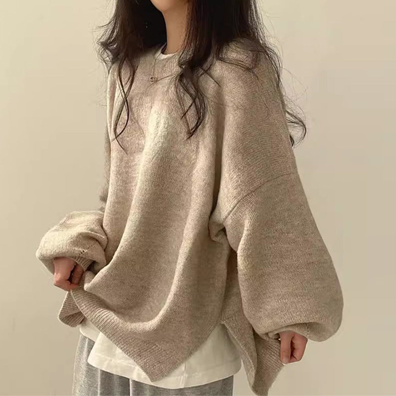 Laurette - Pullover mit überschnittenen Schultern und geschlitztem Saum