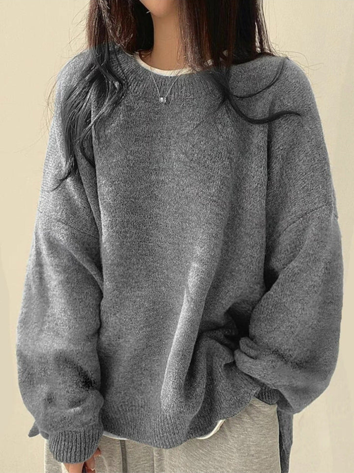 Laurette - Pullover mit überschnittenen Schultern und geschlitztem Saum