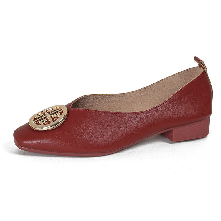 Elena - Ballerinas aus Leder mit eckiger Kappe