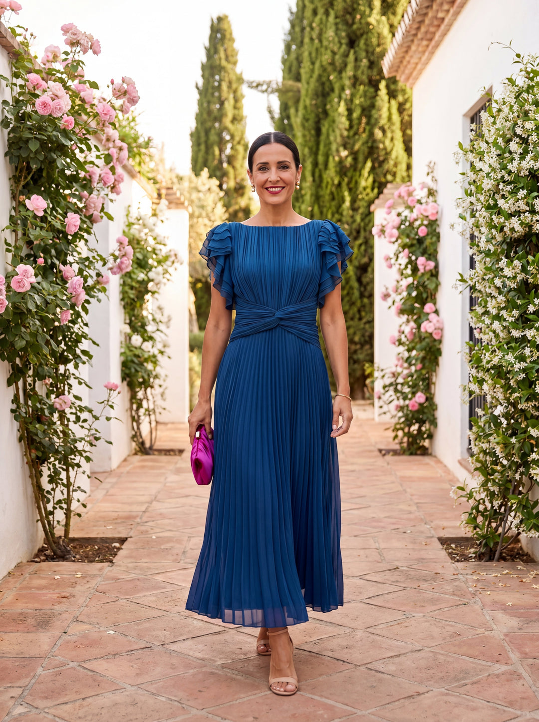 Nellie – Elegantes, fließendes Midi-Kleid