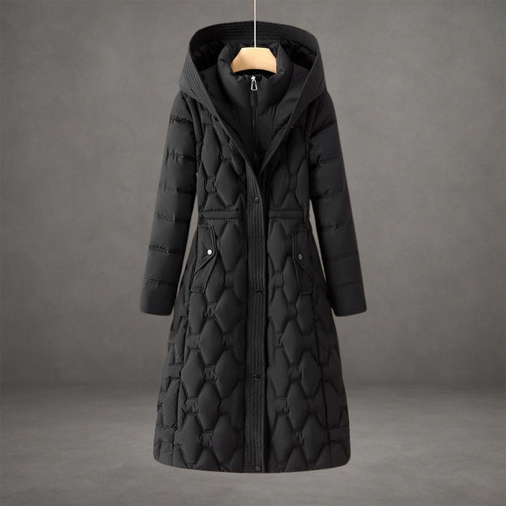 Lizza – Langer Daunenmantel mit Kapuze
