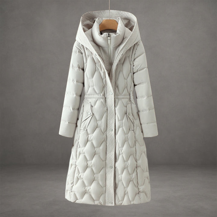 Lizza – Langer Daunenmantel mit Kapuze
