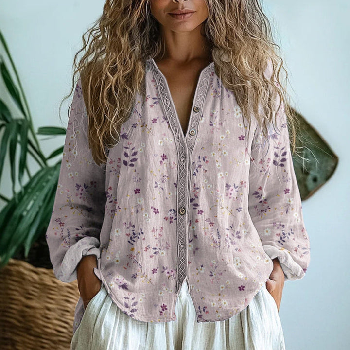 Audrey – Vintage-Bluse mit Blattmuster