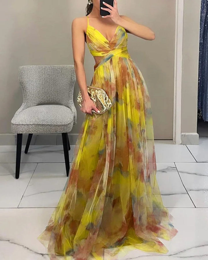 Merida – Maxikleid aus geblümtetem Chiffon