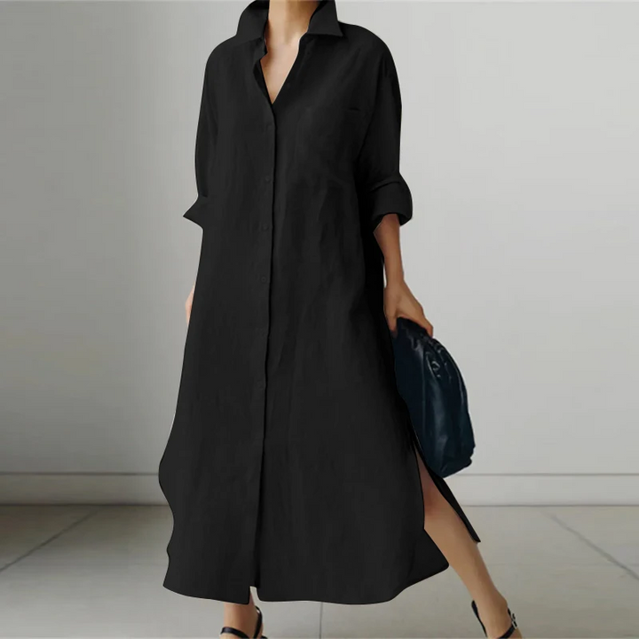 Lena – Lässiges Oversized-Hemdblusenkleid