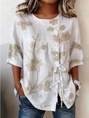 Catherine – Elegante Bluse mit Blumenstickerei