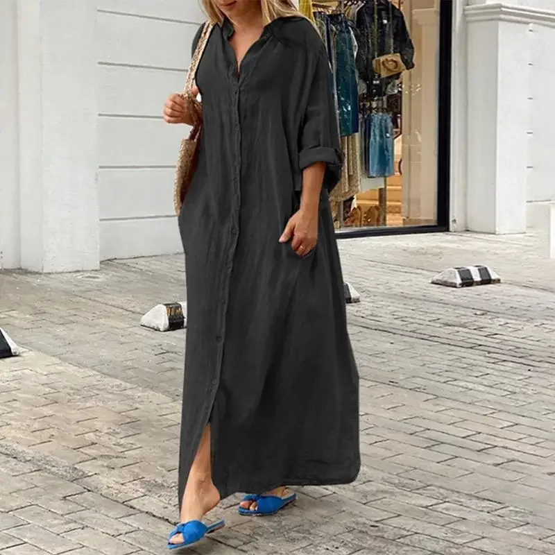 Lena - Übergroßes Leinen-Hemdkleid