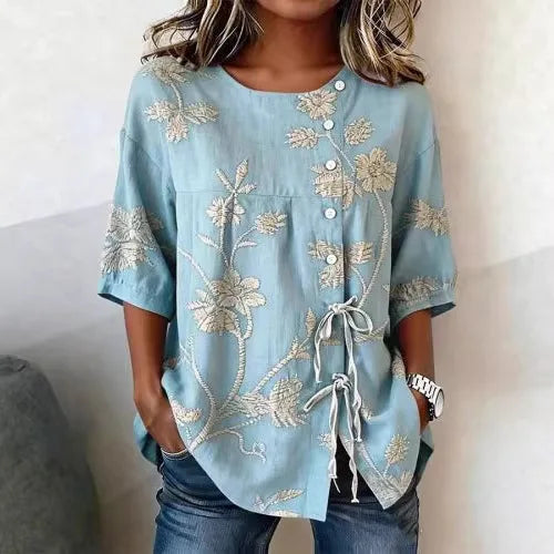 Catherine – Elegante Bluse mit Blumenstickerei