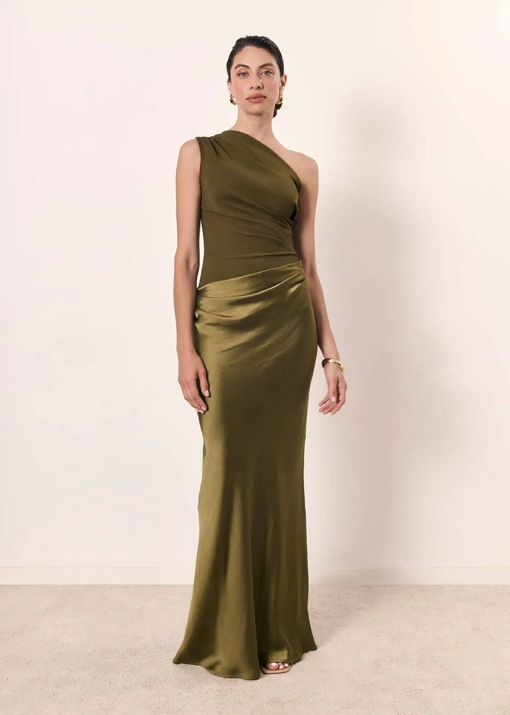Sofie – One-Shoulder-Maxikleid aus Satin