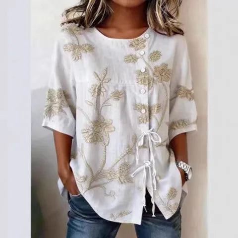 Catherine – Elegante Bluse mit Blumenstickerei