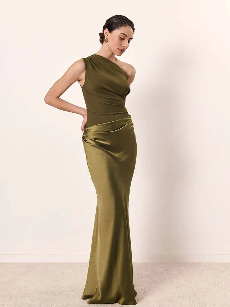 Sofie – One-Shoulder-Maxikleid aus Satin
