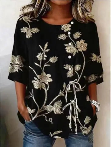 Catherine – Elegante Bluse mit Blumenstickerei