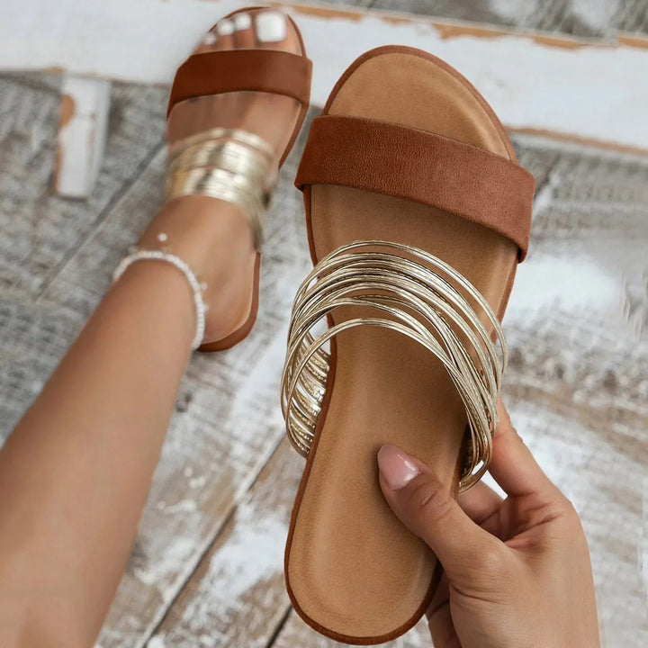 Maribel - Wüstensandalen mit goldenen Akzenten