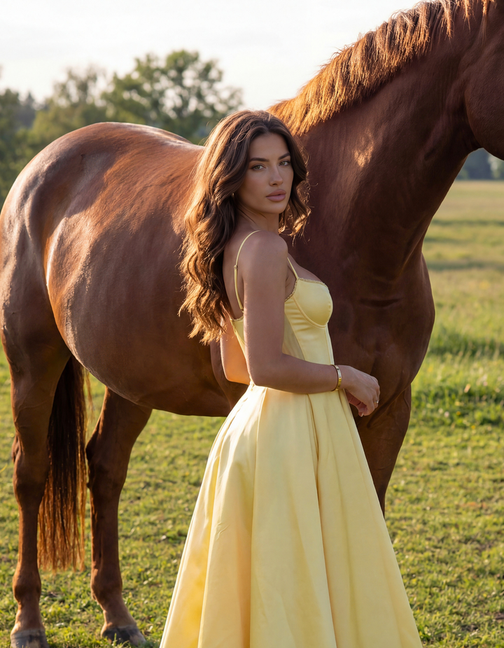 Celene – Midi-Kleid aus Satin mit Tüllrock