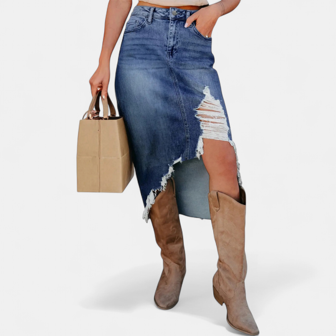 Blake – Lässiger Jeans-Maxirock mit hoher Taille