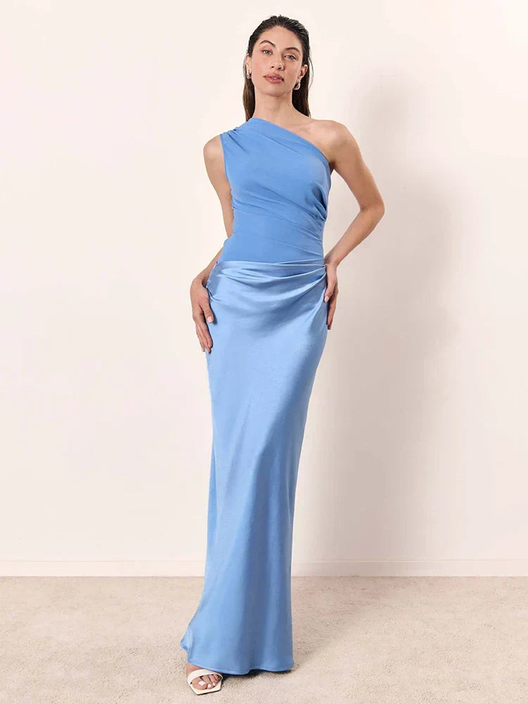 Sofie – One-Shoulder-Maxikleid aus Satin