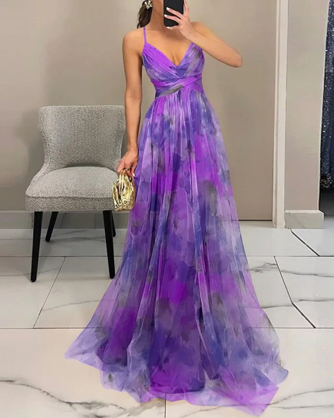 Merida – Maxikleid aus geblümtetem Chiffon