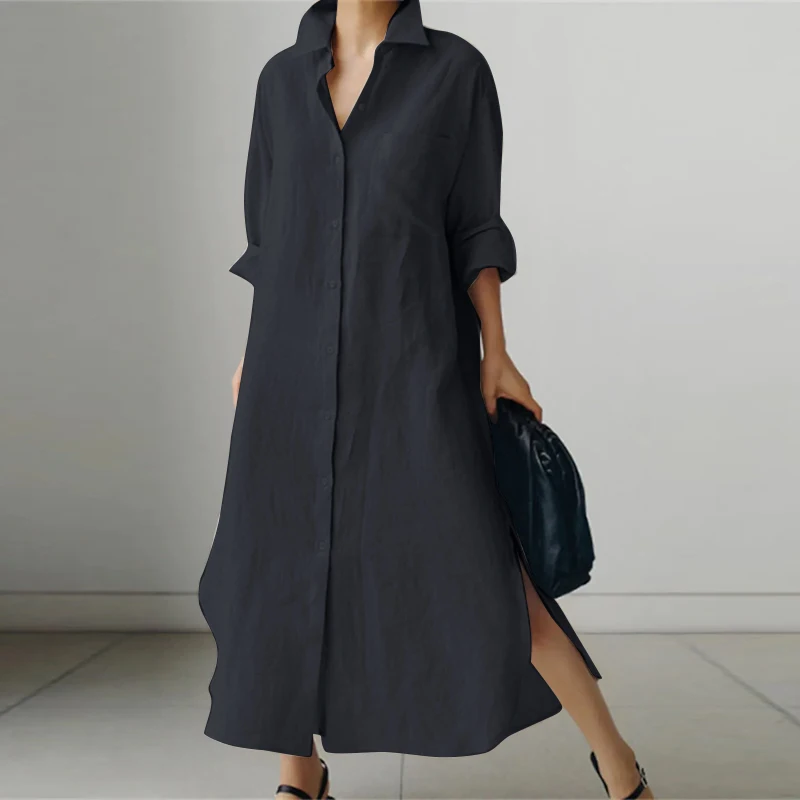 Lena – Lässiges Oversized-Hemdblusenkleid