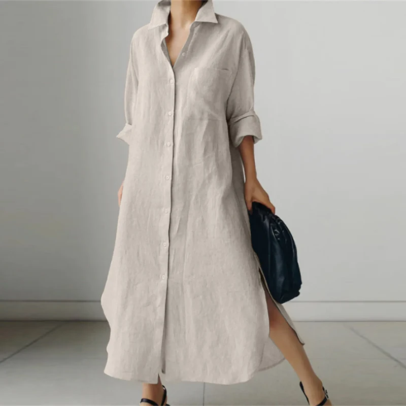 Lena – Lässiges Oversized-Hemdblusenkleid