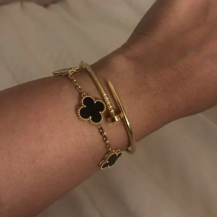 KLEEBLATT | Schwarzes/Silbernes Armband
