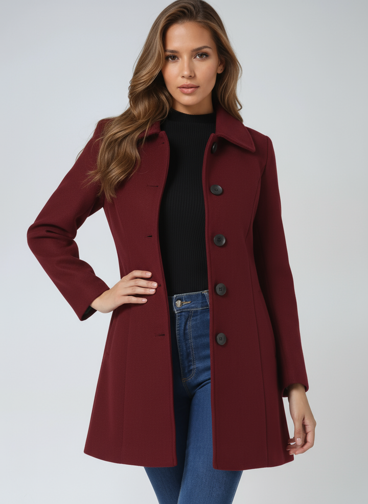 Rosalie – Taillierter Mantel mit Knopfleiste und ausgestelltem Saum
