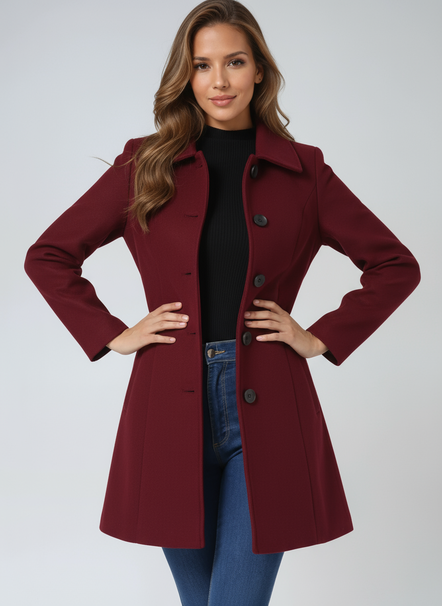 Rosalie – Taillierter Mantel mit Knopfleiste und ausgestelltem Saum