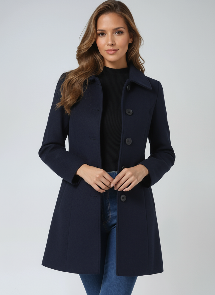 Rosalie – Taillierter Mantel mit Knopfleiste und ausgestelltem Saum
