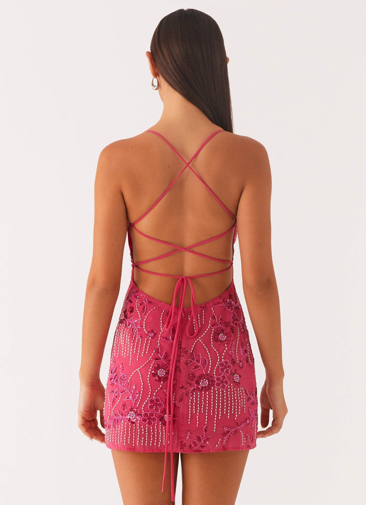 Veron – Glitzerndes Minikleid mit Perlenstickerei