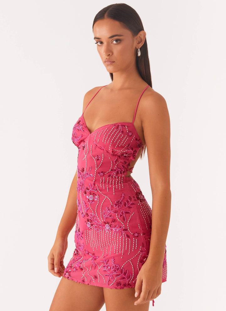 Veron – Glitzerndes Minikleid mit Perlenstickerei
