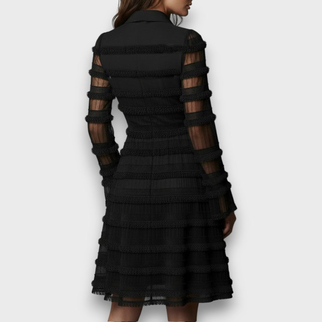 Issa – Midikleid mit transparentem Fransenbesatz