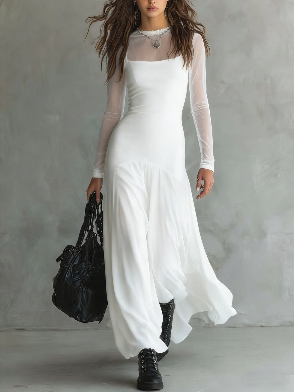 Elina – Ätherisches Maxikleid aus schwarzem Tüll