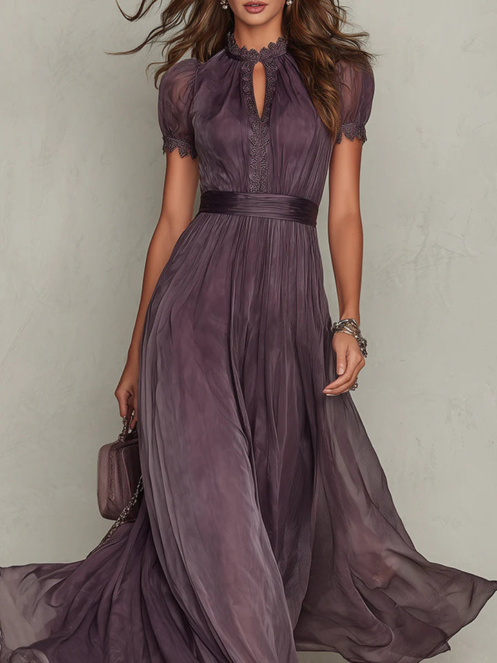 Sharon - Violettes Chiffon-Maxikleid