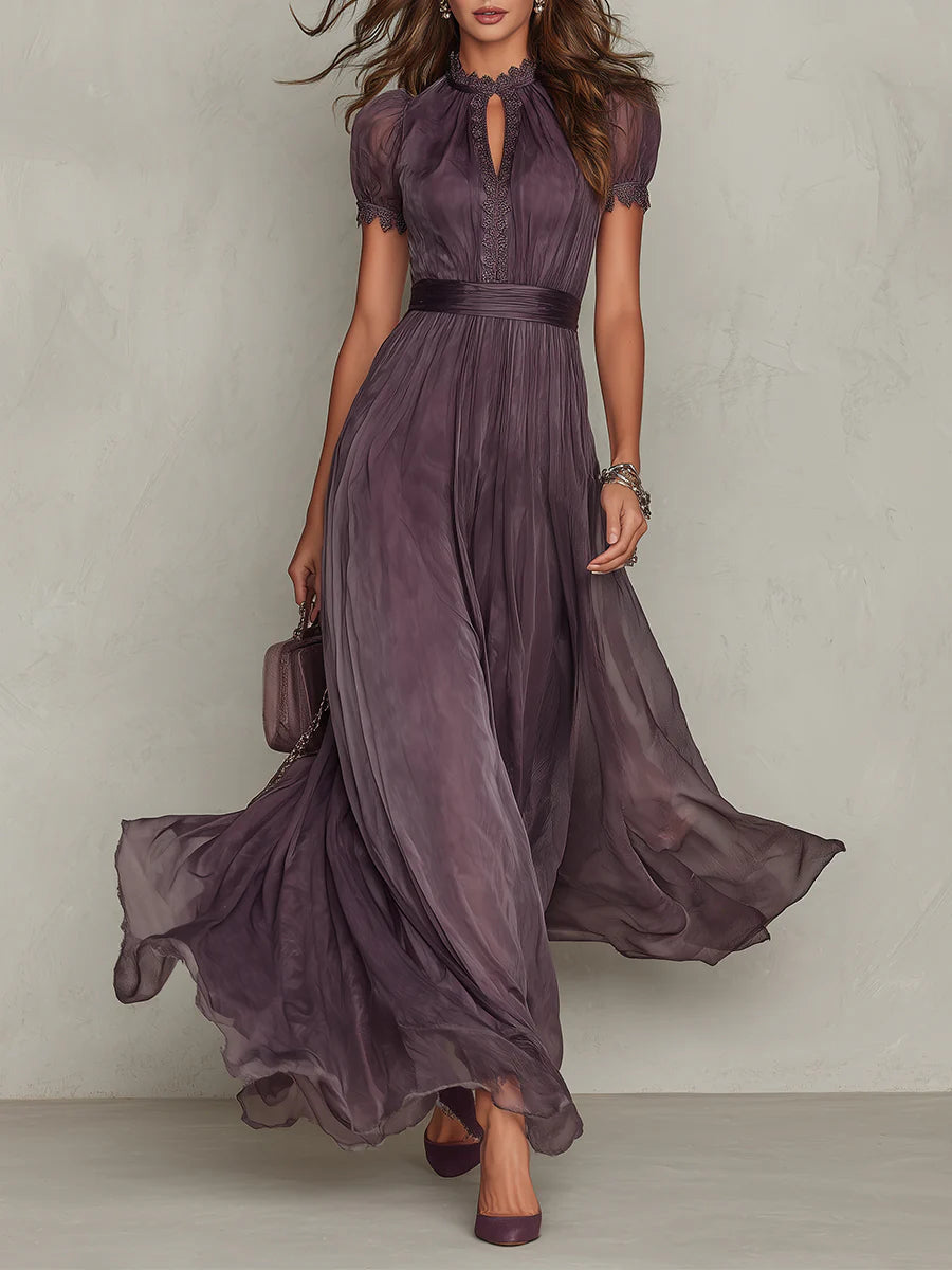 Sharon - Violettes Chiffon-Maxikleid